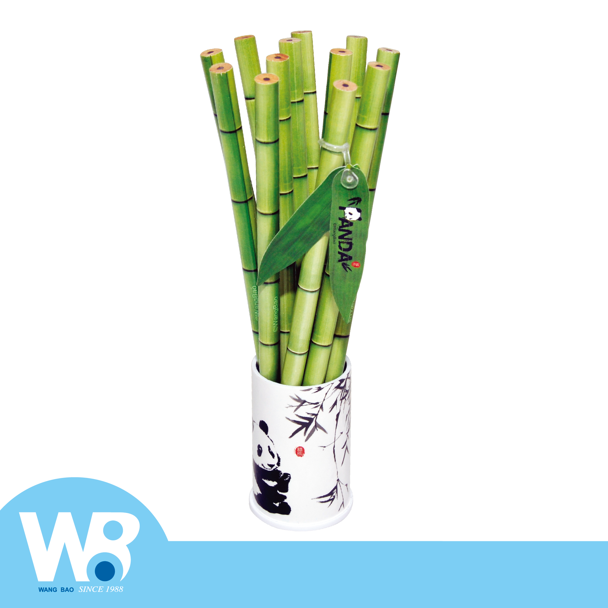 Panda Wood Bamboo Pencils 12pcs in Pen Holder Set